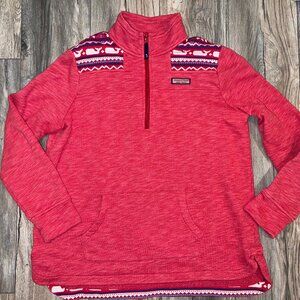 Vineyard Vines Women's Whale Isle Quarter-Zip Sweater - Light House Red-Size M